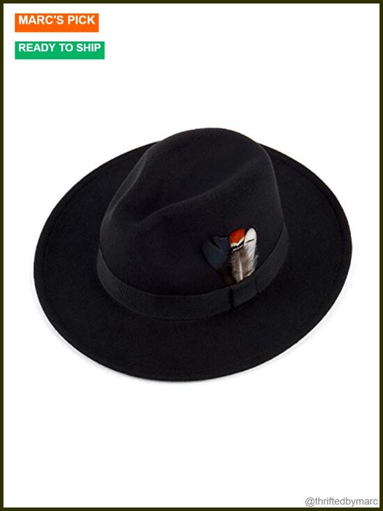 Classic Fedora Hat Wide Brim Felt Dress Hat with Removable Feathers Unisex main image 5